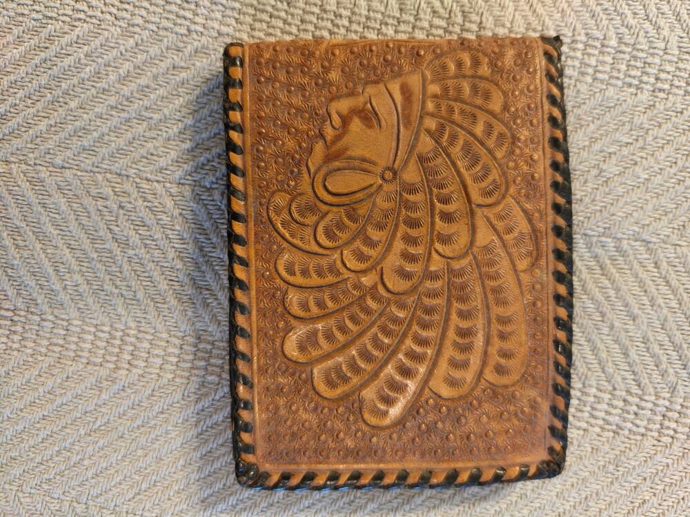 Mexican folk art motif Wallet leather